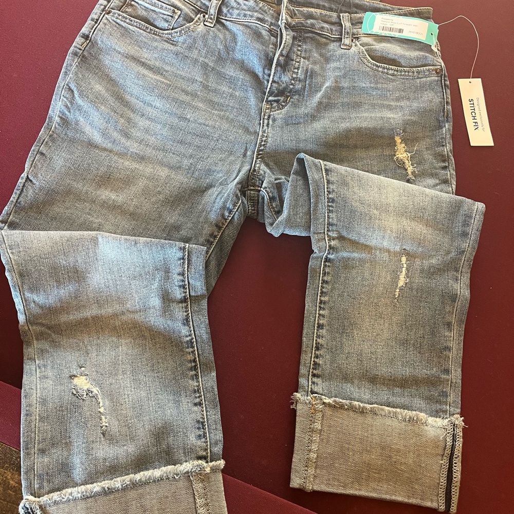 Prosperity Raelynn Wide Cuff Straight Jean Indigo, Cropped Jeans, 12P